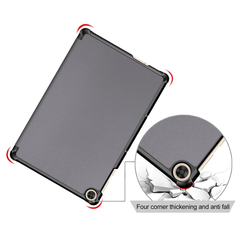 Tri-fold Flexible-Angle Stand Wake/Sleep Leather Smart Case for Huawei MatePad T 10S/T 10 /Enjoy Tablet 2 - Grey