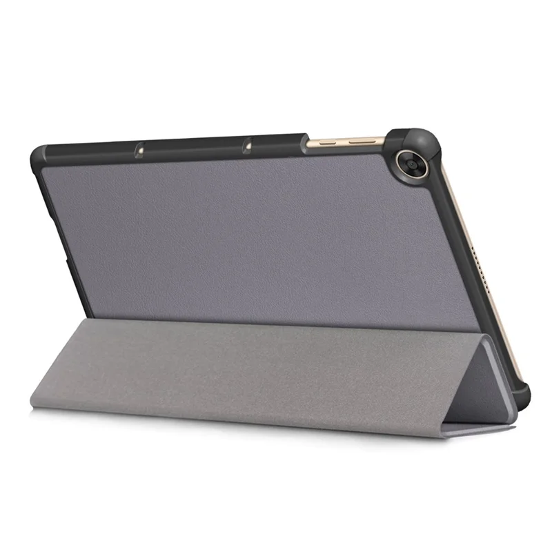 Tri-fold Flexible-Angle Stand Wake/Sleep Leather Smart Case for Huawei MatePad T 10S/T 10 /Enjoy Tablet 2 - Grey
