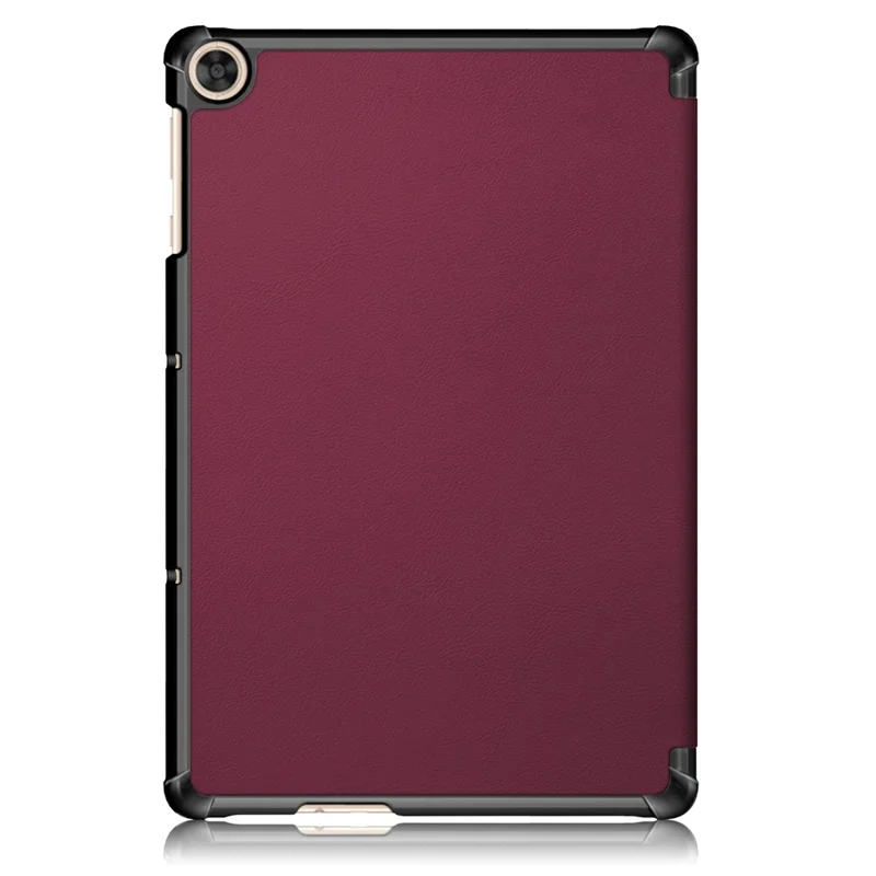Tri-fold Flexible-Angle Stand Wake/Sleep Leather Smart Case for Huawei MatePad T 10S/T 10 /Enjoy Tablet 2 - Wine Red