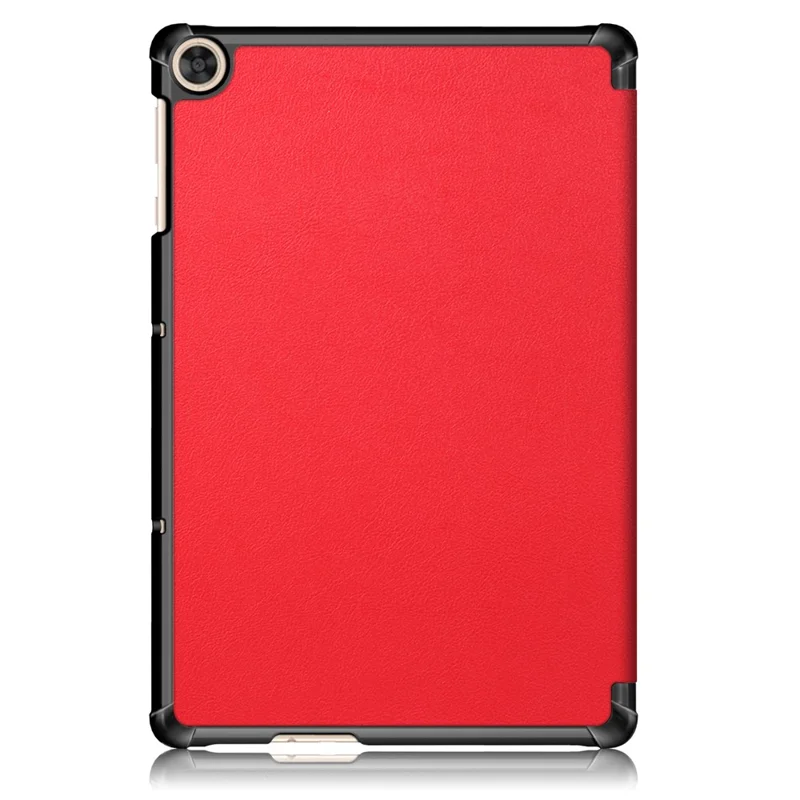 Tri-fold Flexible-Angle Stand Wake/Sleep Leather Smart Case for Huawei MatePad T 10S/T 10 /Enjoy Tablet 2 - Red