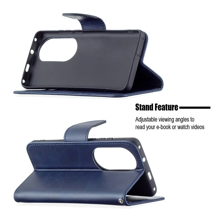 Wallet Leather Stand Shell Cover Case for Huawei P50 Pro - Blue