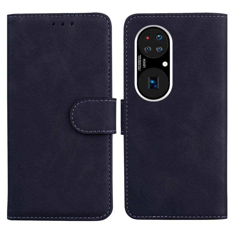 Brieftaschenstand Design Vollschutz Folio Flip Leder Telefon Hülle Für Huawei P50 Pro - Schwarz