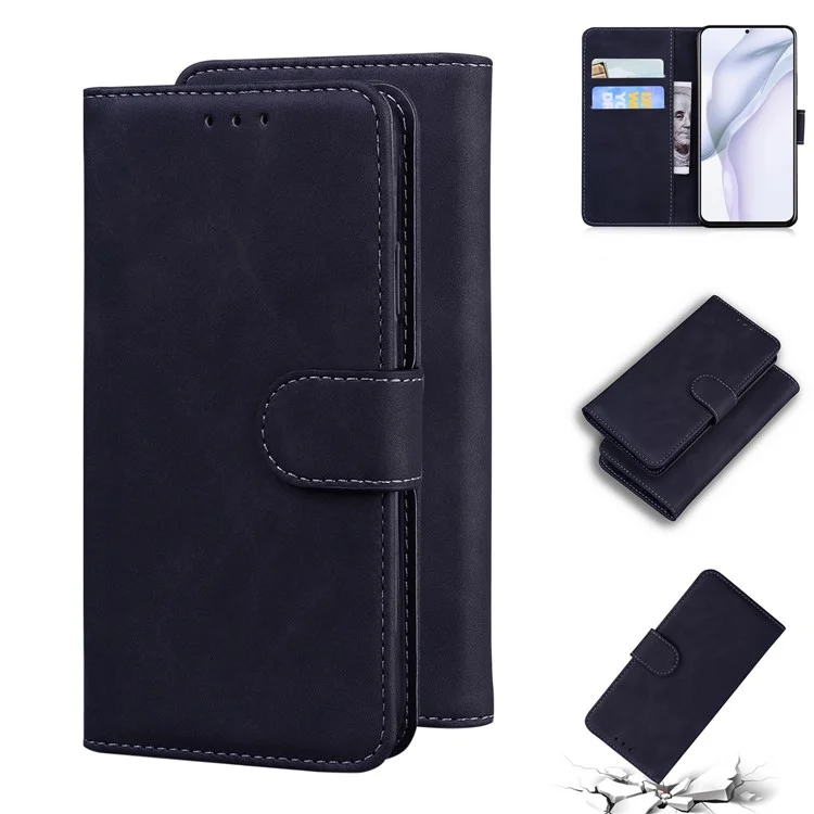 Brieftaschenstand Design Vollschutz Folio Flip Leder Telefon Hülle Für Huawei P50 Pro - Schwarz