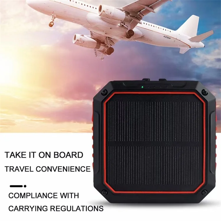 DS516 4 em 1 Banco de Energia Solar 10000mAh Carregador Portátil Powerbank de Bateria Externo Para Xiaomi Iphone - Preto / Laranja