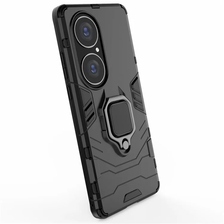 Cool Guard PC + TPU Combo Combo Bien Protégé Kickstand Hybride Couverture de Téléphone Pour Huawei P50 Pro - le Noir