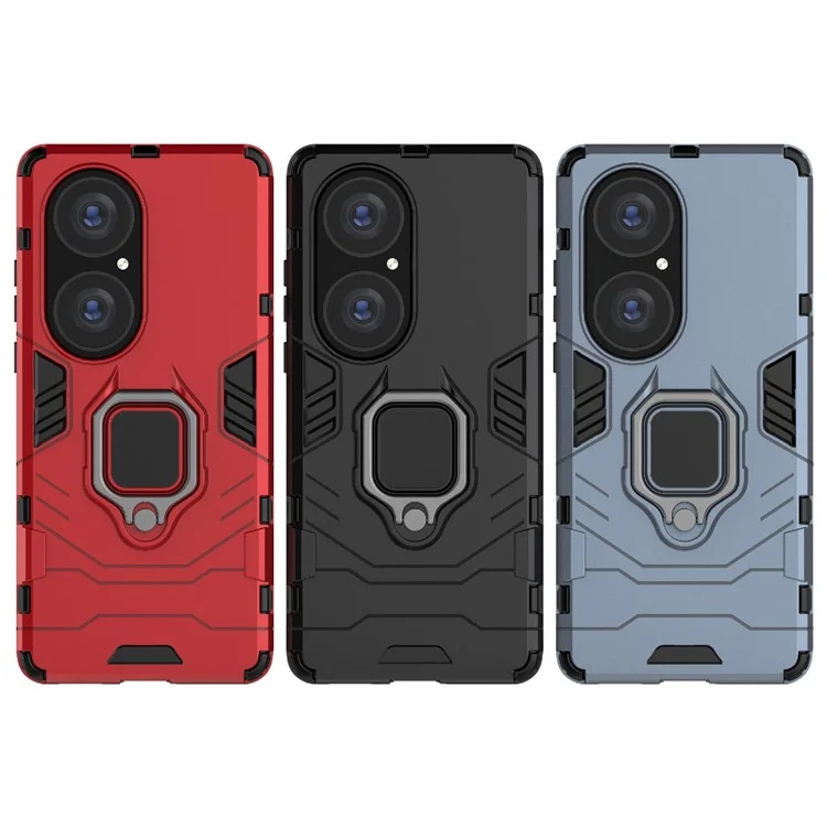 Cool Guard PC + TPU Combo Combo Bien Protégé Kickstand Hybride Couverture de Téléphone Pour Huawei P50 Pro - le Noir