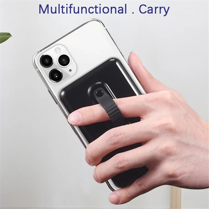 Magnetic Adsorption 15W Phone Wireless Charger Pad Ring Bracket Design 6000mAh Power Bank for iPhone 12 Series - Black