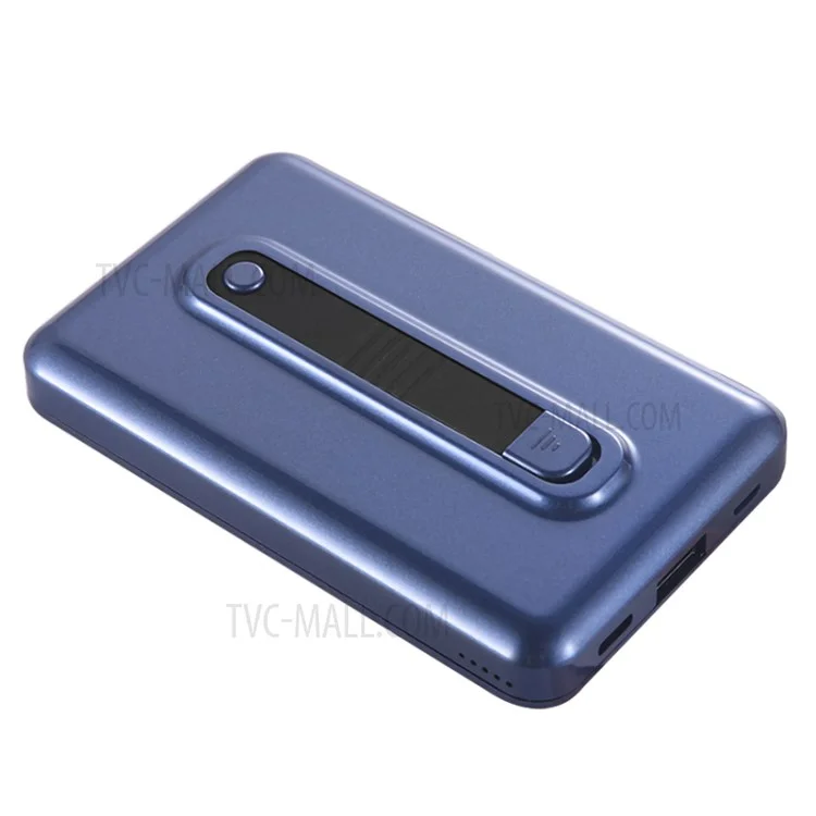 Carregador Sem Fio por Indução Magnética de 15W para Telefone, Suporte em Anel, Power Bank de 6000mAh para iPhone 12 - Azul