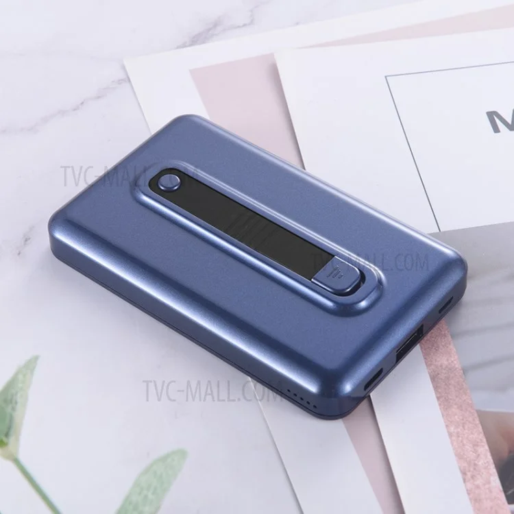 Carregador Sem Fio por Indução Magnética de 15W para Telefone, Suporte em Anel, Power Bank de 6000mAh para iPhone 12 - Azul