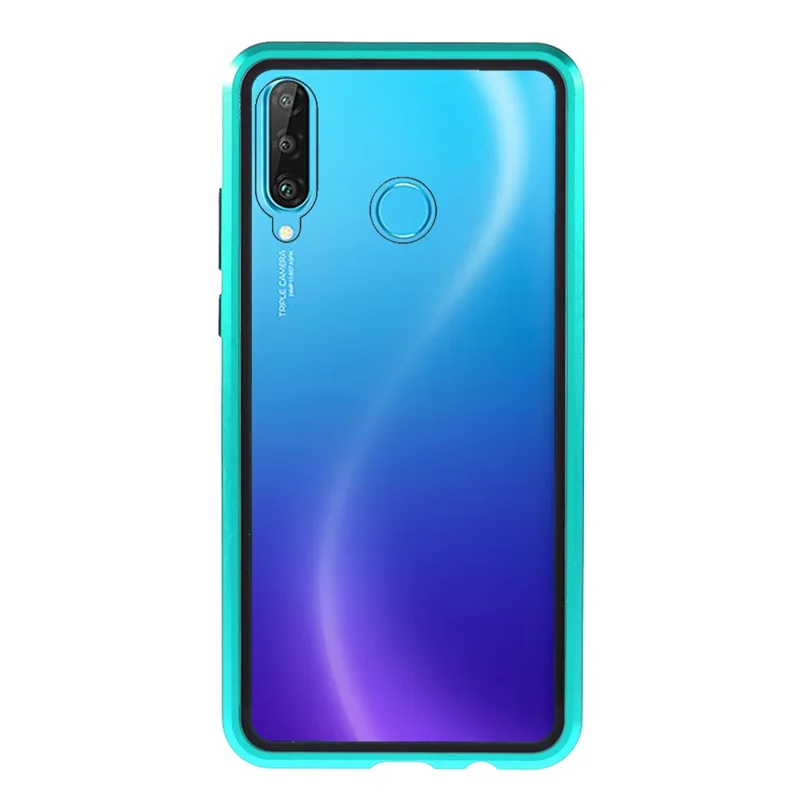 For Huawei P30 Lite Full Body Case Magnetic Tempered Glass Double-Sided Phone Case - Green