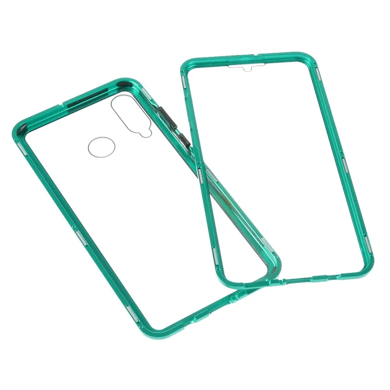 For Huawei P30 Lite Full Body Case Magnetic Tempered Glass Double-Sided Phone Case - Green