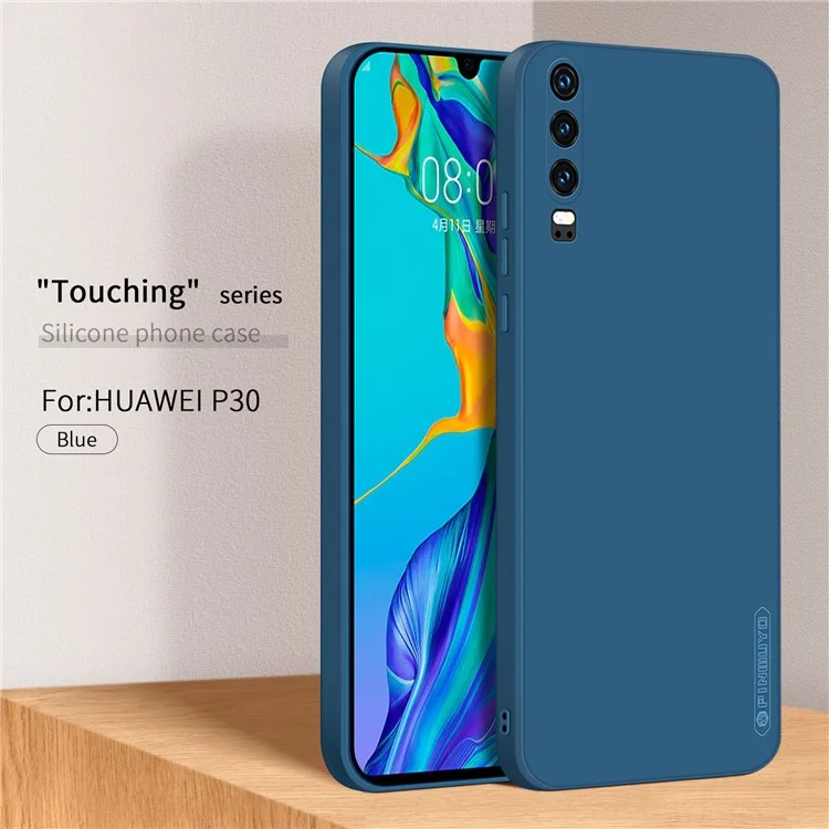 PINWUYO Precise Cut-out Soft Silicone Cell Phone Case Cover Protector for Huawei P30 - Dark Blue