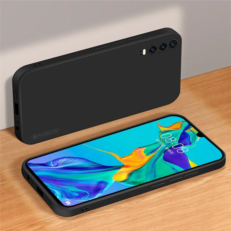 PINWUYO Precise Cut-Out Soft Silicone Cell Phone Case Cover Protector for Huawei P30 - Black