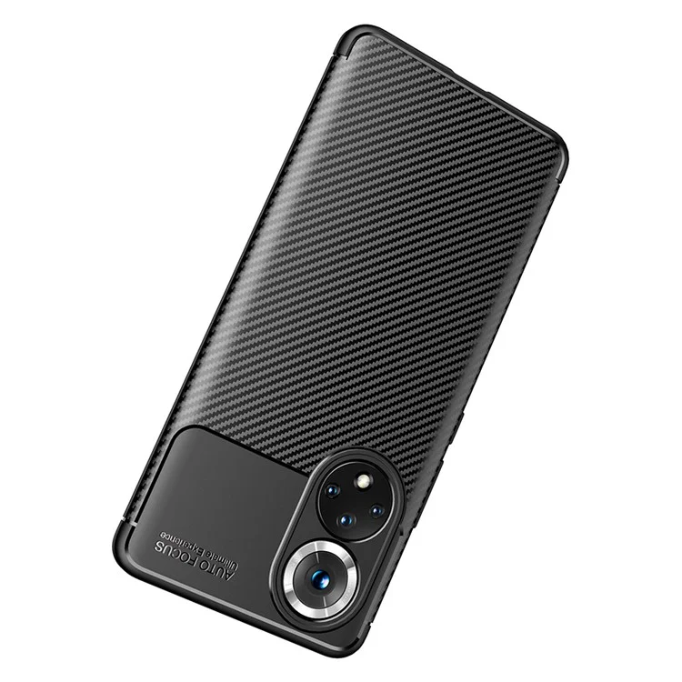 Textura de Fibra de Carbono TPU TPU Case de la Caja Del Teléfono TPU Para Honor 50 / Huawei Nova 9 - Negro