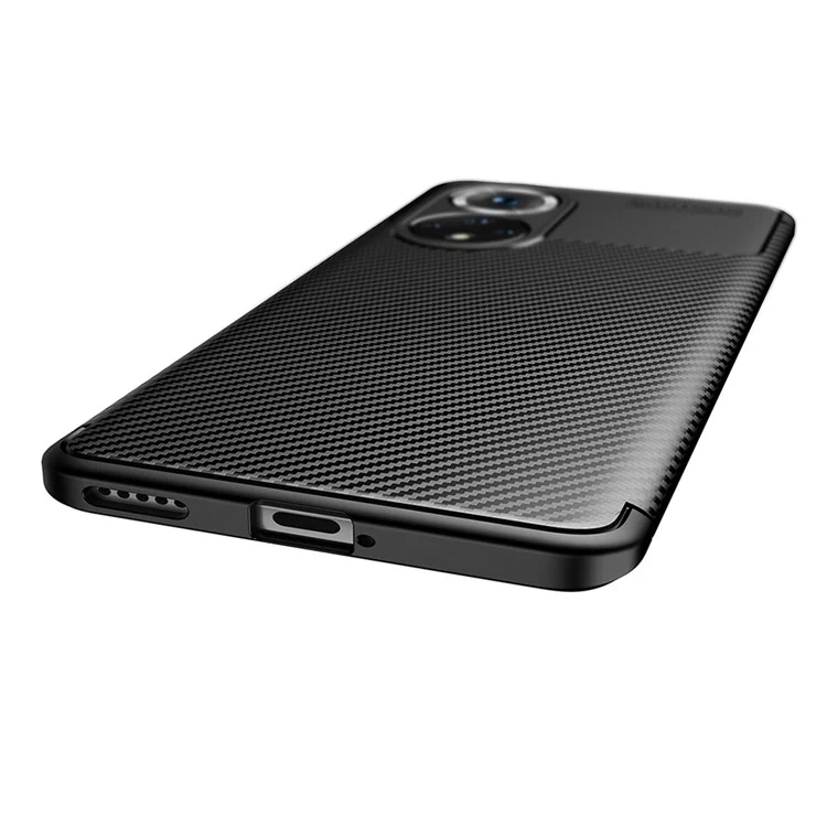 Textura de Fibra de Carbono TPU TPU Case de la Caja Del Teléfono TPU Para Honor 50 / Huawei Nova 9 - Negro