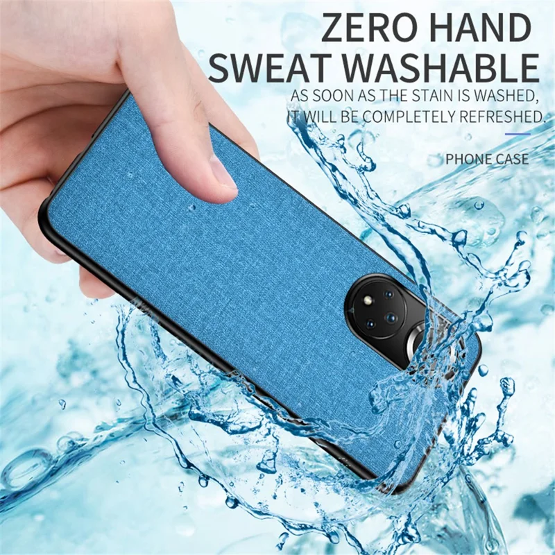 Cloth Coated TPU + PC Hybrid Phone Cover All-round Case for Honor 50 - Green