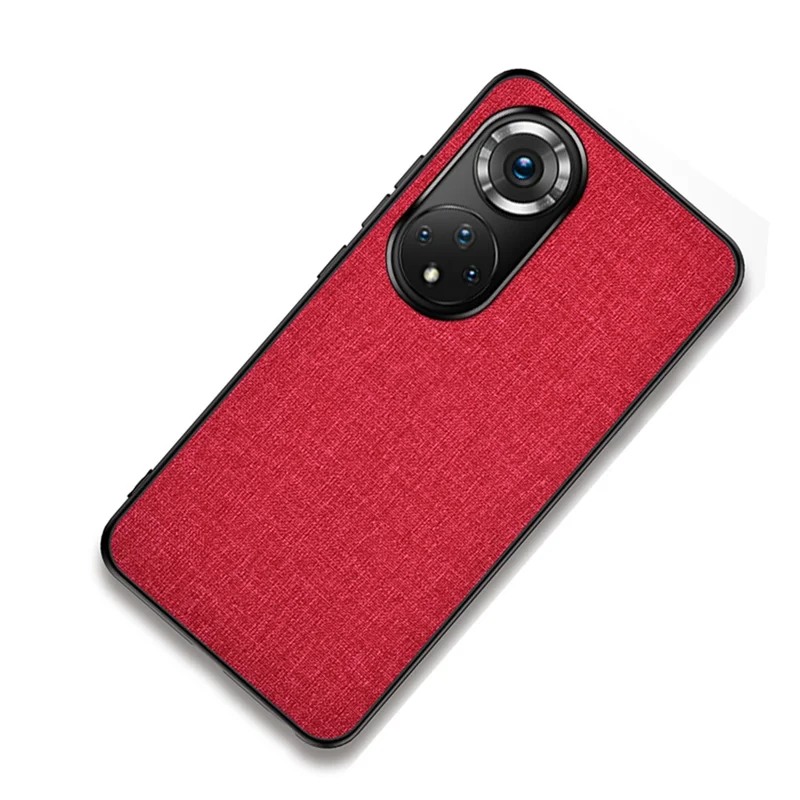 Cloth Coated TPU + PC Hybrid Phone Cover All-round Case for Honor 50 - Red