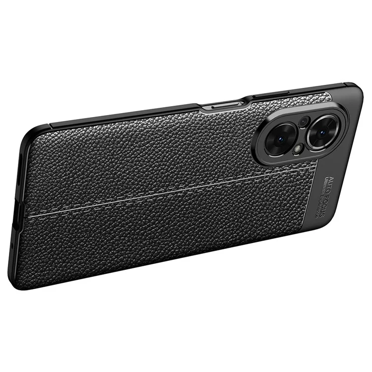 Litchi Texture Cell Phone Back Cover Flexible TPU Case for Honor 50 SE - Black