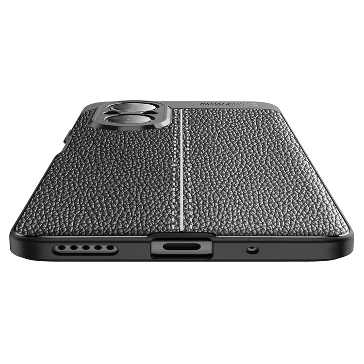 Litchi Texture Cell Phone Back Cover Flexible TPU Case for Honor 50 SE - Black