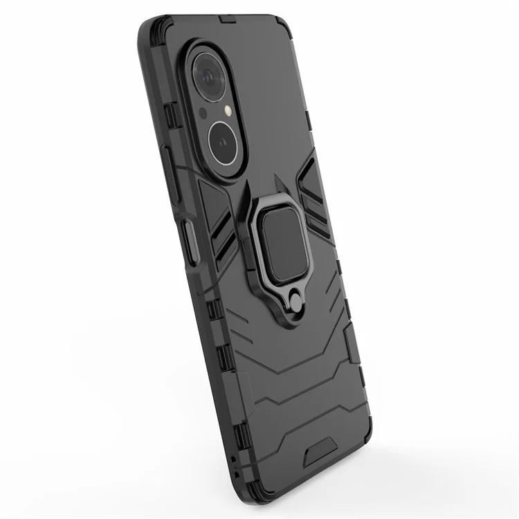 ПК + TPU кольцевой держатель с подставкой Дизайн чехол-накладка для телефона Гибридный чехол для Honor 50 SE - черный