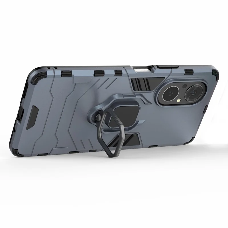 PC + TPU Ring Holder Kickstand Design Shell Cell Phone Hybrid Case Cover for Honor 50 SE - Blue