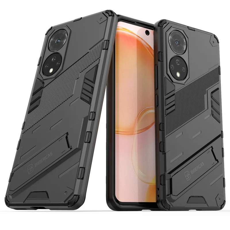 PC + TPU Hybrid Phone Case Shockproof Cover with Kickstand for Honor 50 / Huawei nova 9 - Black