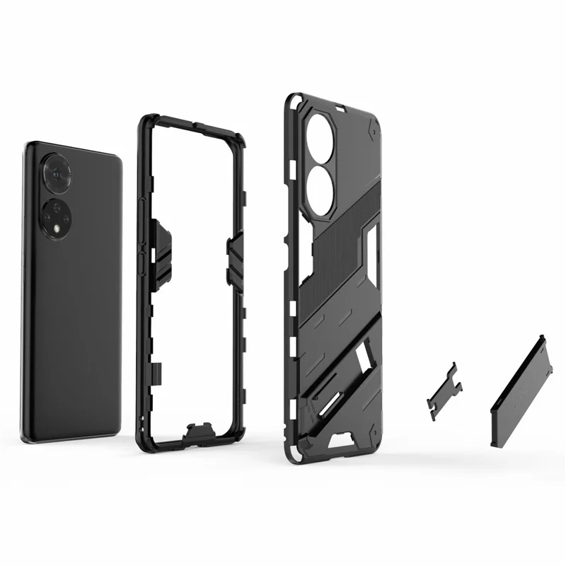 PC + TPU Hybrid Handyhülle Stoßfest mit Ständer für Honor 50 / Huawei nova 9 - Schwarz