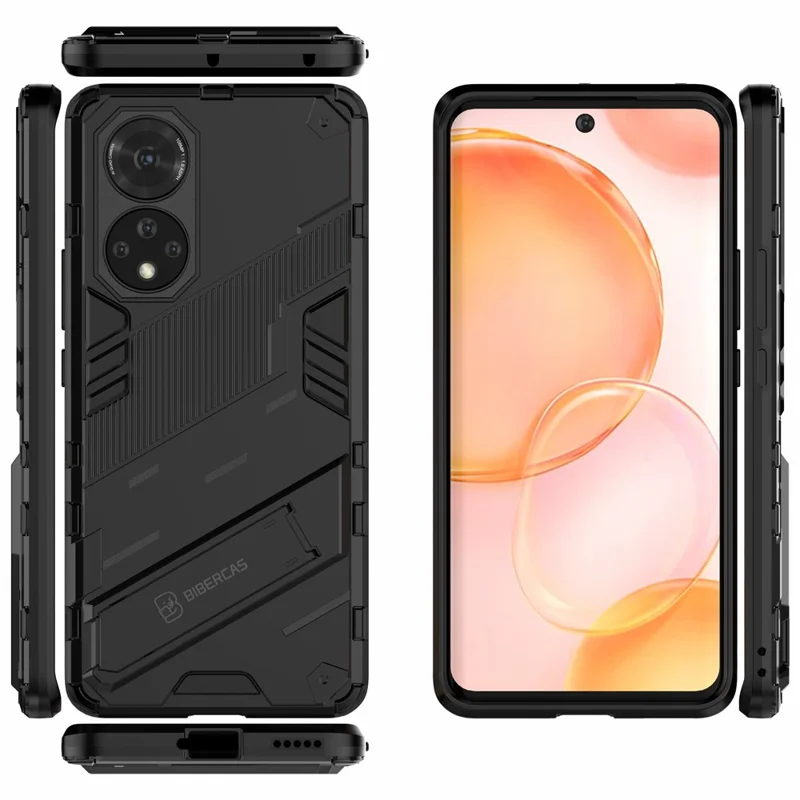 PC + TPU Hybrid Handyhülle Stoßfest mit Ständer für Honor 50 / Huawei nova 9 - Schwarz