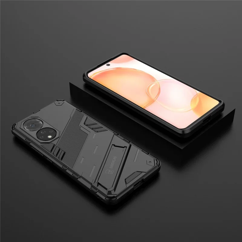 PC + TPU Hybrid Telefon Hülle Schockdcover Mit Kickstand Für Ehren 50 - Schwarz