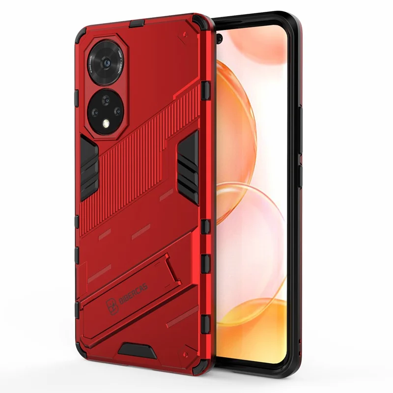 PC + TPU Hybrid Phone Case Shockproof Cover with Kickstand for Honor 50 / Huawei nova 9 - Red