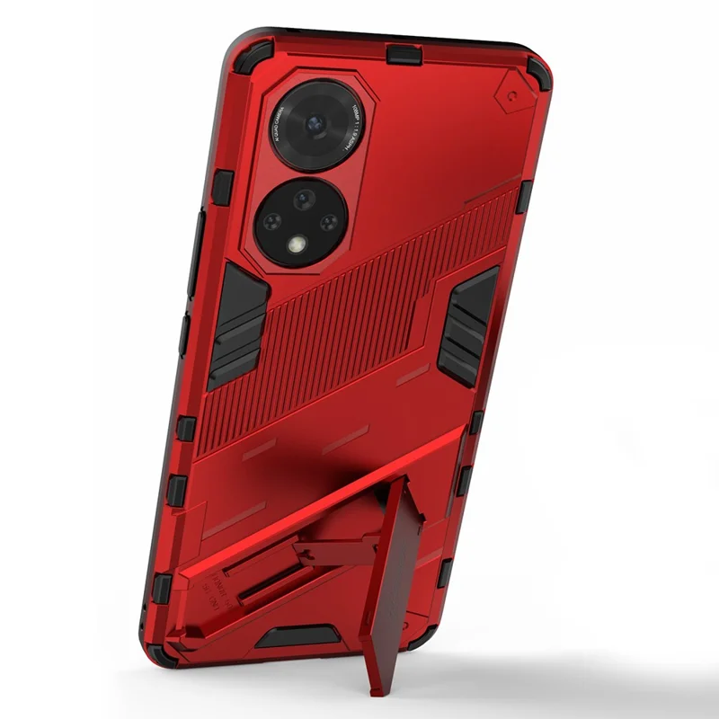 PC + TPU Hybrid Phone Case Shockproof Cover with Kickstand for Honor 50 / Huawei nova 9 - Red