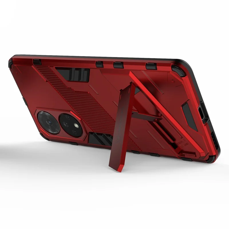 PC + TPU Hybrid Phone Case Shockproof Cover with Kickstand for Honor 50 / Huawei nova 9 - Red