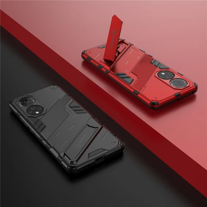 PC + TPU Hybrid Phone Case Shockproof Cover with Kickstand for Honor 50 / Huawei nova 9 - Red