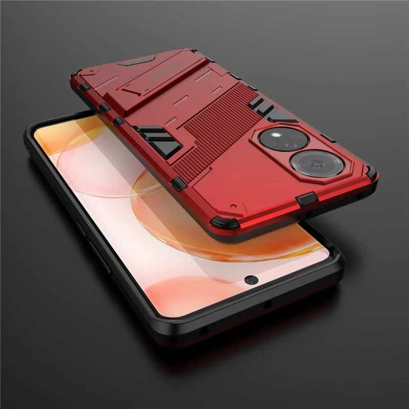 PC + TPU Hybrid Phone Case Shockproof Cover with Kickstand for Honor 50 / Huawei nova 9 - Red