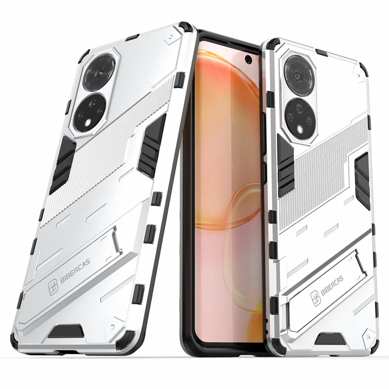 PC + TPU Hybrid Phone Case Shockproof Cover with Kickstand for Honor 50 / Huawei nova 9 - White
