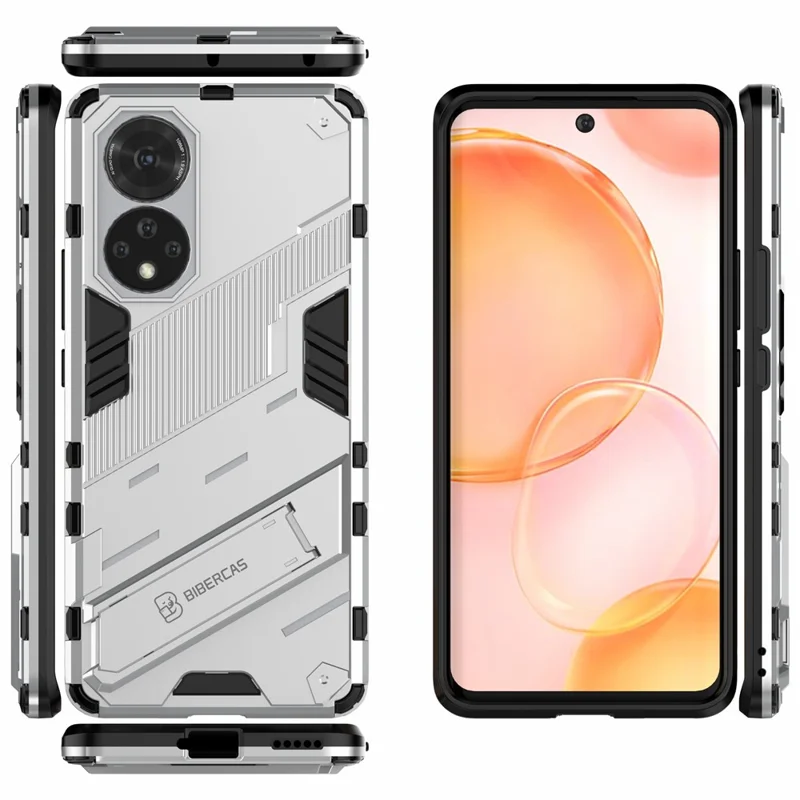 PC + TPU Hybrid Phone Case Shockproof Cover with Kickstand for Honor 50 / Huawei nova 9 - White