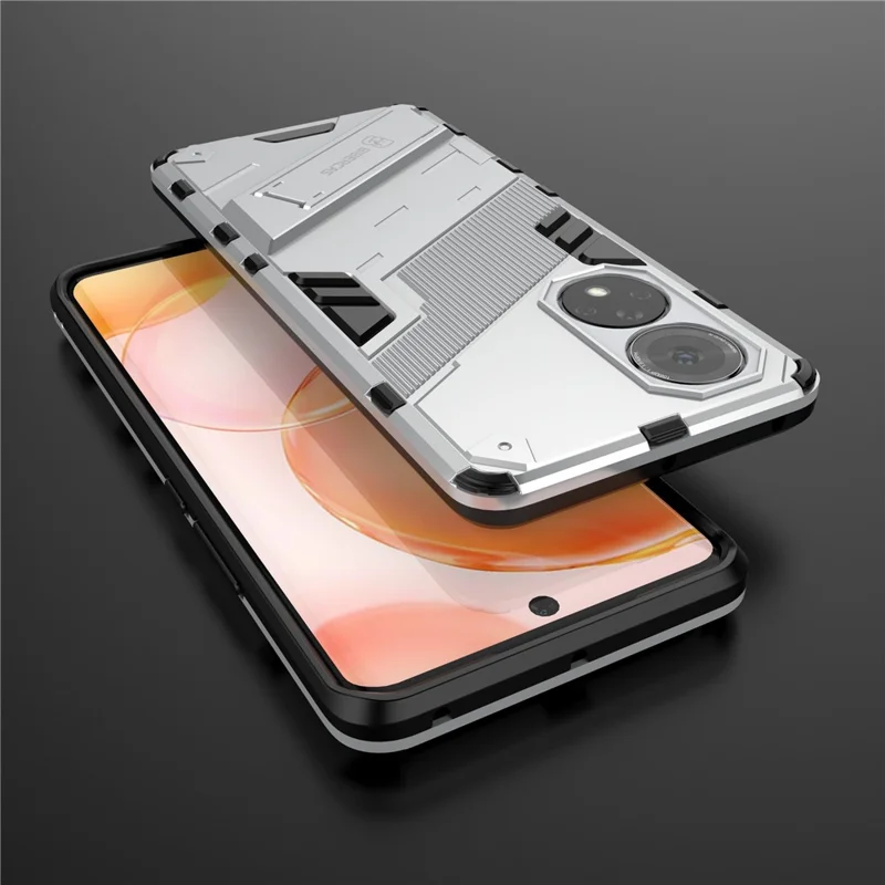 PC + TPU Hybrid Phone Case Shockproof Cover with Kickstand for Honor 50 / Huawei nova 9 - White