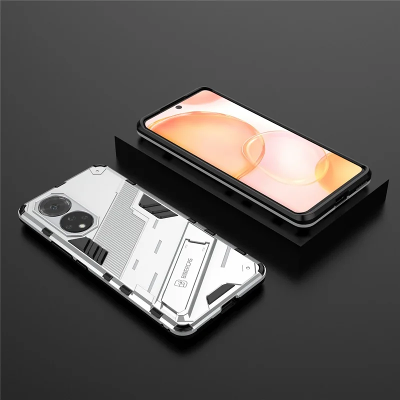 PC + TPU Hybrid Phone Case Shockproof Cover with Kickstand for Honor 50 / Huawei nova 9 - White