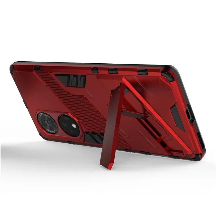 Броня в стиле Cool Style, комбинированный гибридный ударопрочный чехол PC + TPU с подставкой для Honor 50 Pro / Huawei nova 9 Pro - красный