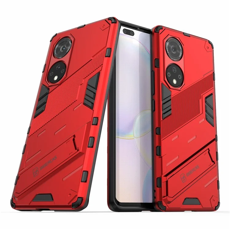Броня в стиле Cool Style, комбинированный гибридный ударопрочный чехол PC + TPU с подставкой для Honor 50 Pro / Huawei nova 9 Pro - красный
