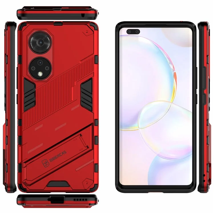 Броня в стиле Cool Style, комбинированный гибридный ударопрочный чехол PC + TPU с подставкой для Honor 50 Pro / Huawei nova 9 Pro - красный