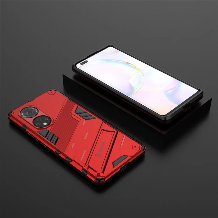 Броня в стиле Cool Style, комбинированный гибридный ударопрочный чехол PC + TPU с подставкой для Honor 50 Pro / Huawei nova 9 Pro - красный