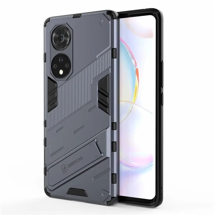Cool Style Armor Heavy Duty Combo Hybrid PC + TPU Anti-Fall Case with Kickstand for Honor 50 Pro / Huawei nova 9 Pro - Grey
