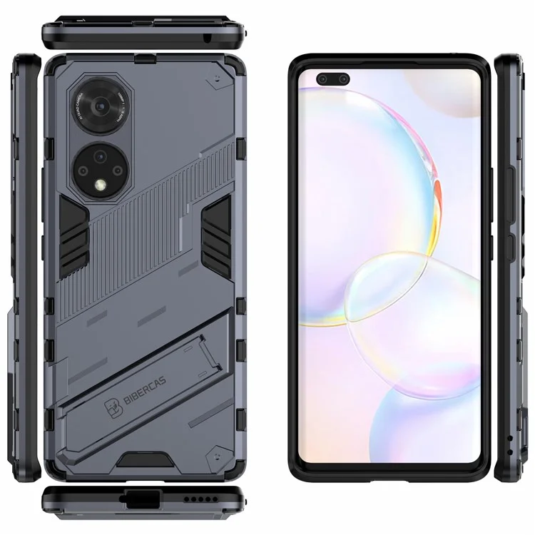 Cool Style Armor Heavy Duty Combo Hybrid PC + TPU Anti-Fall Case with Kickstand for Honor 50 Pro / Huawei nova 9 Pro - Grey