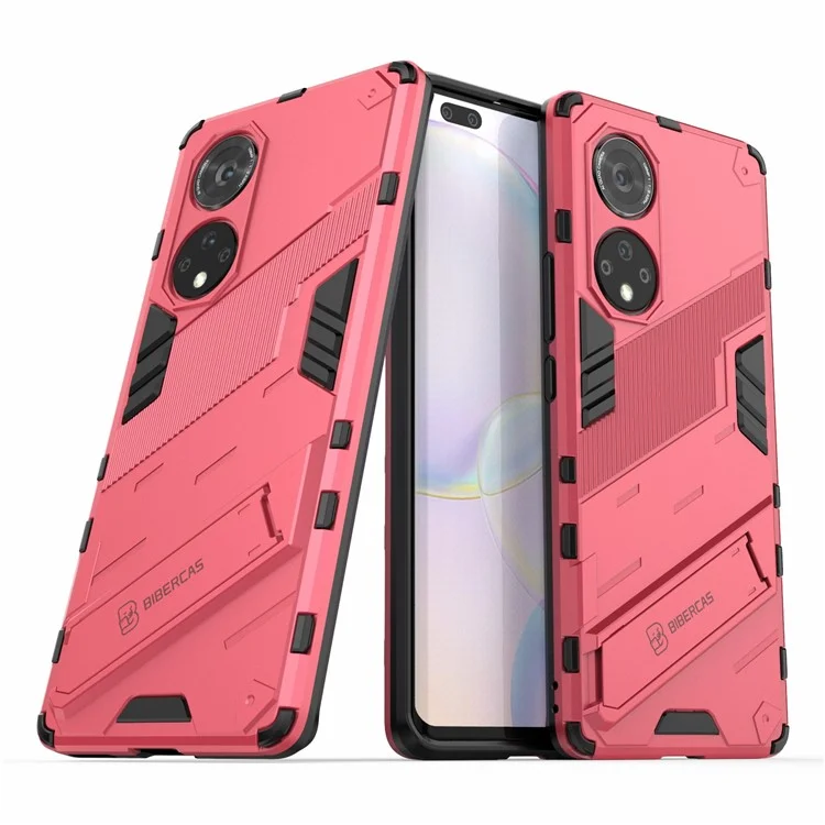 Cool Style Armor Heavy Duty Combo Hybrid PC + TPU Anti-Fall Case with Kickstand for Honor 50 Pro / Huawei nova 9 Pro - Rose