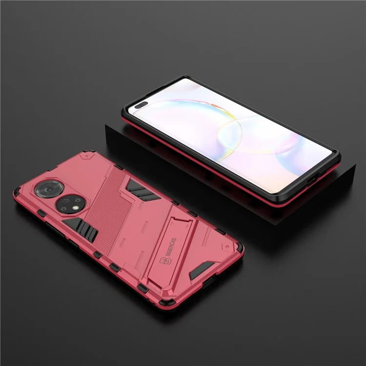 Cool Style Armor Heavy Duty Combo Hybrid PC + TPU Anti-Fall Case with Kickstand for Honor 50 Pro / Huawei nova 9 Pro - Rose