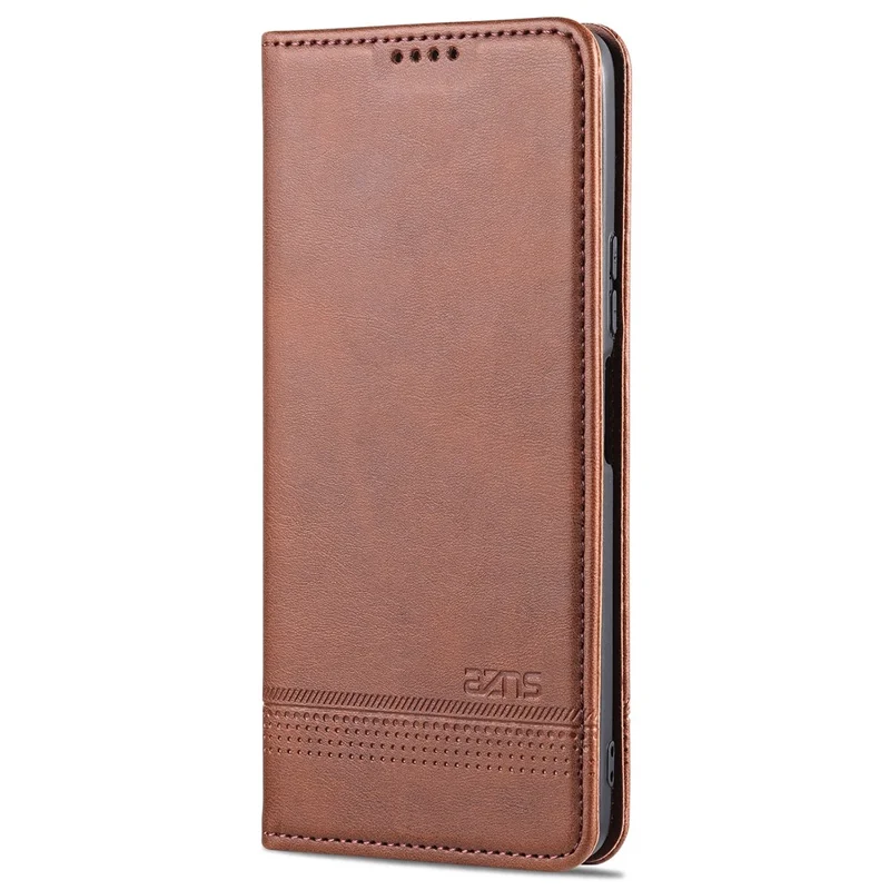 AZNS All-inclusive Protection Auto-absorbed Wallet Case Magnetic Leather Phone Stand Shell for Honor 50 SE - Coffee