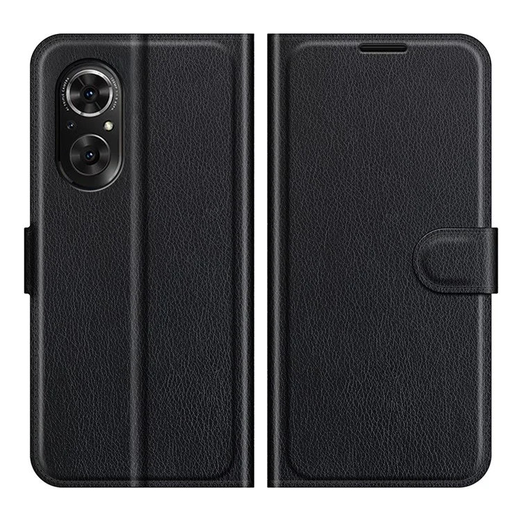Litchi Skin Full Protective Leather Wallet Case Mobile Phone Stand Cover Huawei nova 9 SE/Honor 50 SE - Black