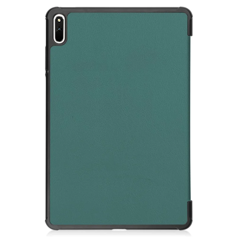 For Huawei MatePad 11 (2021) Protective Case Shockproof PU Leather Tablet Shell Three-fold Stand Cover Support Auto Wake/Sleep - Green