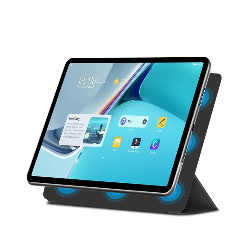 Custodia in pelle trifold magnetica auto-assorbita per Huawei Huawei MatePad 11 (2021) - Nera